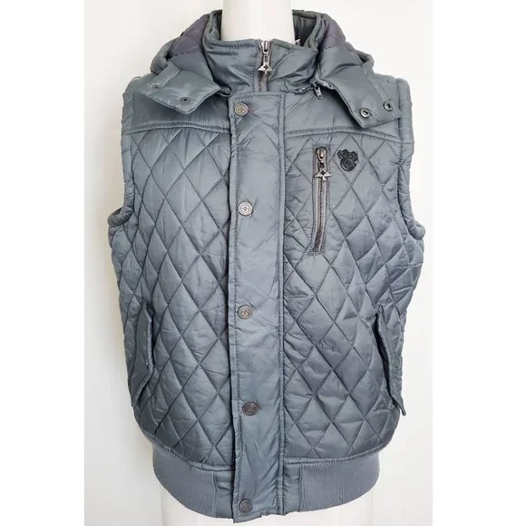 LRG Clothing Men's Grey Puffer Vest with Detachable Hood M - Picture 5 of 12